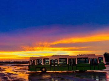 Train against sky during sunset