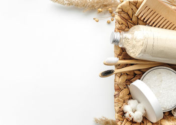 High angle view of decoration on white background