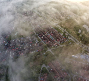 High angle view of crowd in city