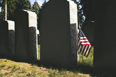 View of flag at cemetery