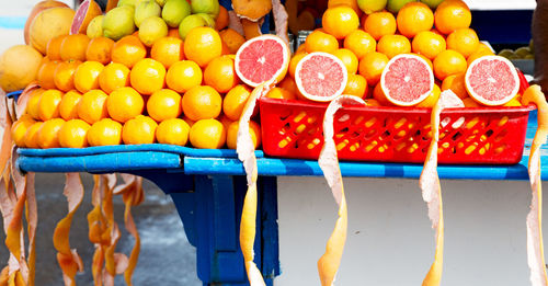 Various fruits for sale at market stall