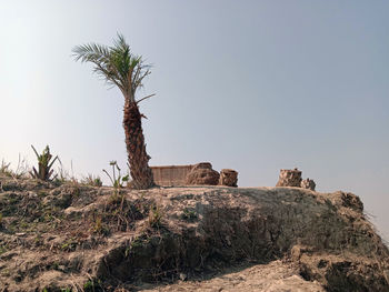 View of rock formation on land against sky