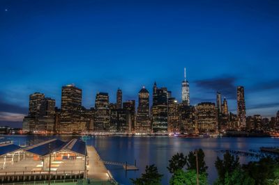 Illuminated cityscape at night