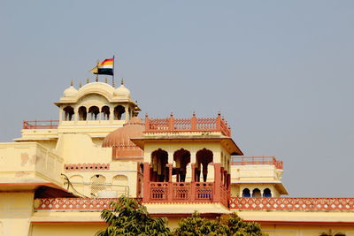 Low angle view of historical building against clear sky