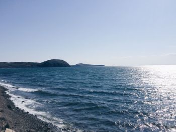 Scenic view of sea against clear sky