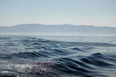 Scenic view of sea against clear sky