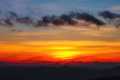 Scenic view of dramatic sky during sunset