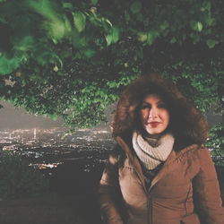 Portrait of a smiling young woman in winter