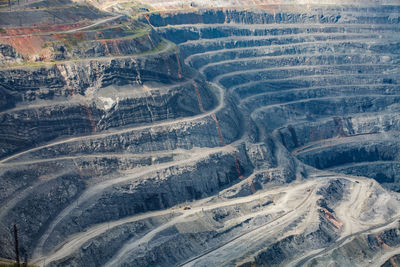 High angle view of iron ore quarry