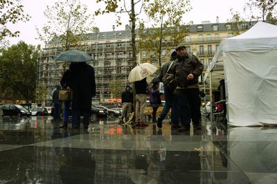 Woman standing in city