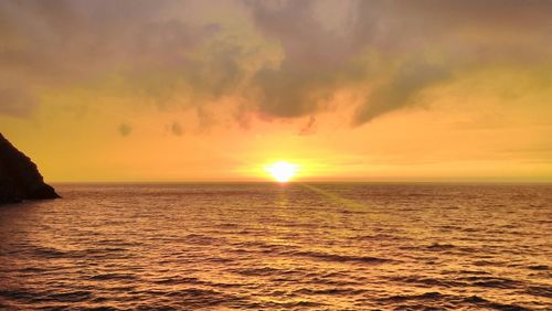 Scenic view of sea at sunset