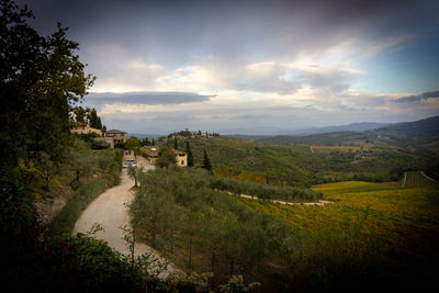 Scenic view of landscape against sky during sunset