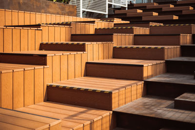 Full frame shot of wooden staircase