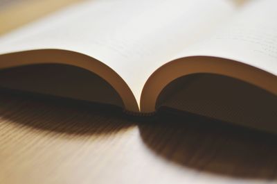 Close-up of open book on table