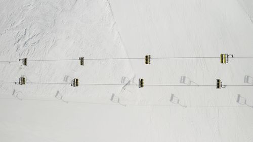 High angle view of people on wall