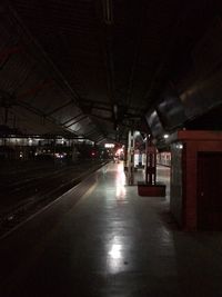 Illuminated corridor at night