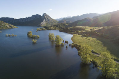 Porma reservoir from aerial view