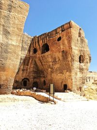 Low angle view of old ruin building