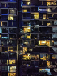 Full frame shot of illuminated building at night