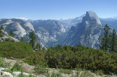 Scenic view of mountains against clear sky