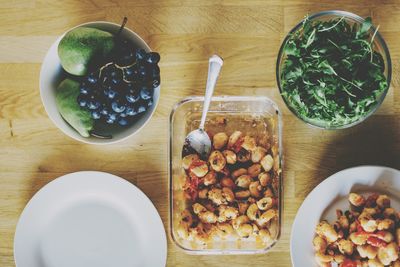 High angle view of food in plate