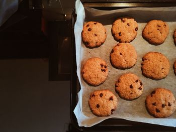 High angle view of cookies