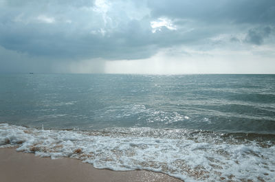 Beautiful ocean wave on sandy beach. tropical beach landscape of phu quoc island travel vietnam.