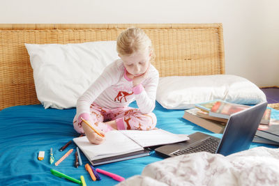 Girl studying at home