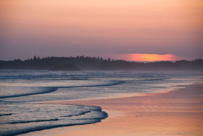 Scenic view of beach during sunset