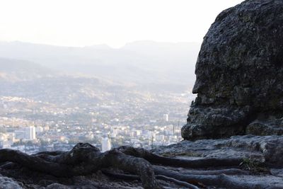 View of cityscape against mountain