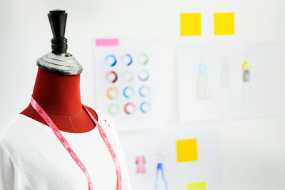 Close-up of red paper hanging