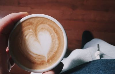 Close-up of cappuccino on table