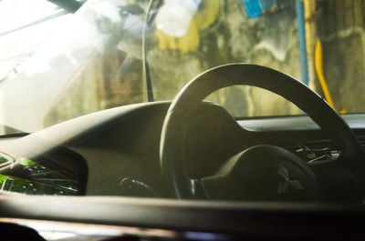 Close-up of car window