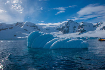 Scenic view of frozen lake against sky