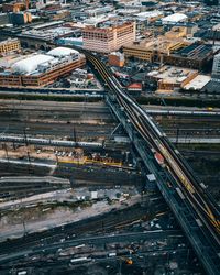 High angle view of railroad tracks