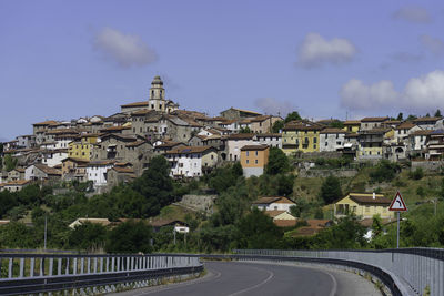 High angle view of townscape against sky