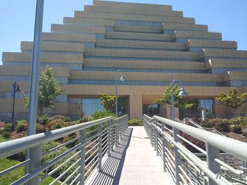 Staircase of building against sky