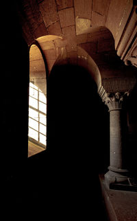 Low angle view of window in old building