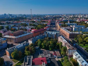 High angle view of townscape against sky