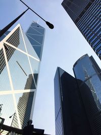 Low angle view of modern buildings against sky