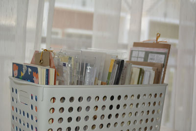 Close-up of books on table