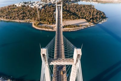 High angle view of bridge over river in city