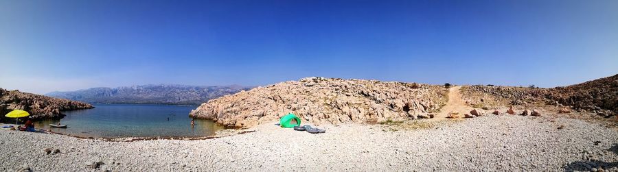 Panoramic shot of water against clear blue sky