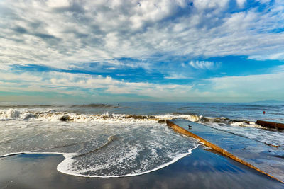 Scenic view of sea against sky in the morning