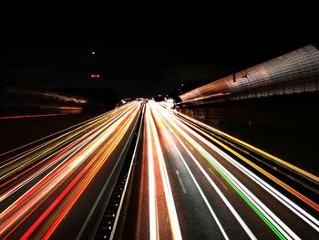 Light trails in tunnel