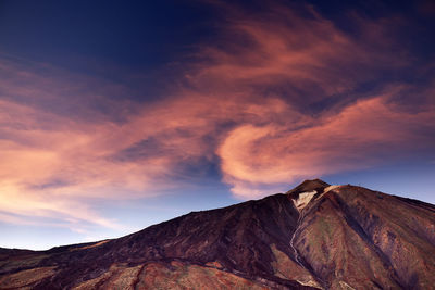 Scenic view of el teide volcano at sunset