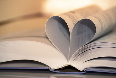 Close-up of open book on table