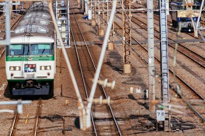 Train on railroad tracks