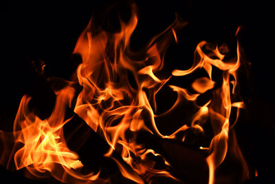 Close-up of bonfire at night