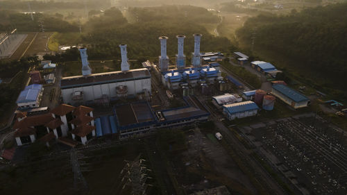 High angle view of buildings in city